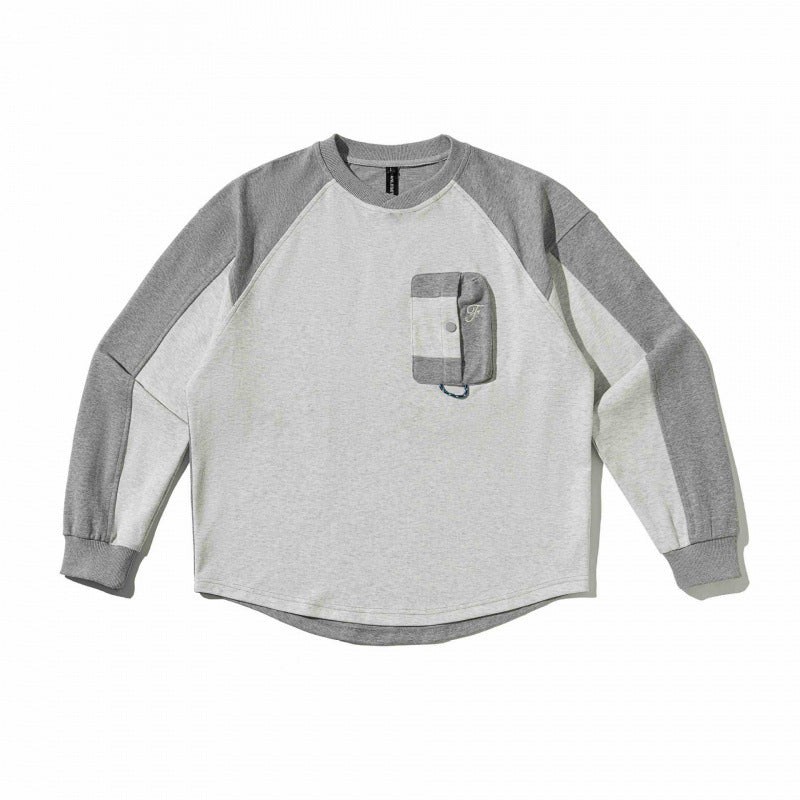 Unisex Oversize Sweatshirt with raglan sleeves, two-tone inserts and utility chest pocket Fashion Glam