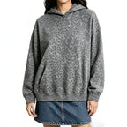 Women's Oversized Hoodie with Leopard Pattern, Kangaroo Pocket and Dropped Shoulder Fashion Glam