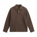 Unisex Boxy Polo Sweater made of wool blend with Henley button placket and straight hem Fashion Glam