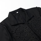 Women Cropped Military Inspired Jacket with Braid Application and Fringed Hem Fashion Glam