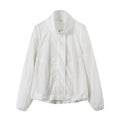 Women's Lightweight Wind and Travel Jacket with Stand Collar, Concealed Snap Placket and Drawstring Hem Fashion Glam