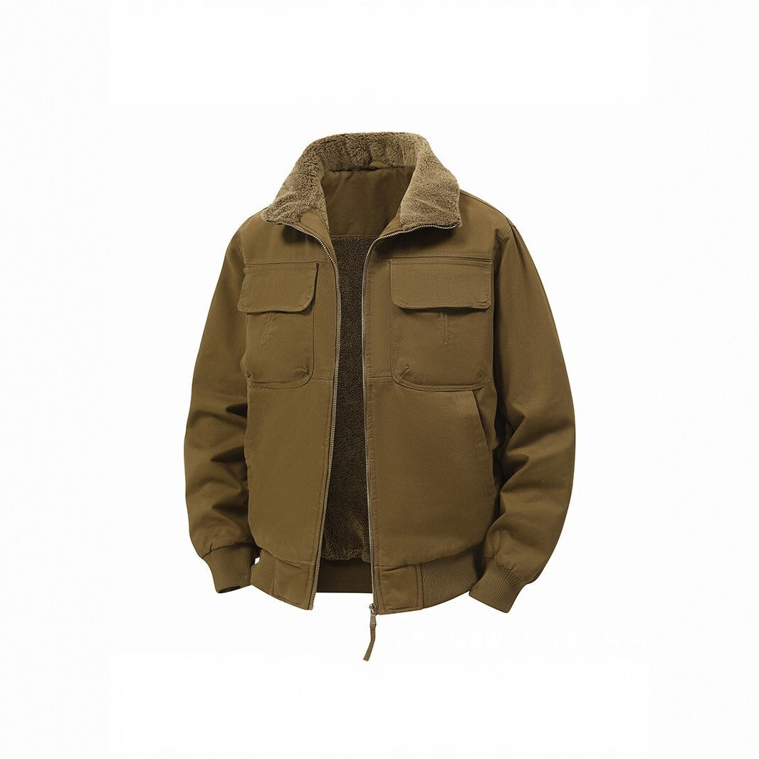 Men's thermo bomber jacket with full zip, sherpa collar, and utility pockets Fashion Glam