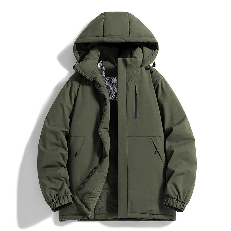 Men's Technical Quilted Parka with Hood, Thermo Insulation and Chest Zip Pocket Fashion Glam