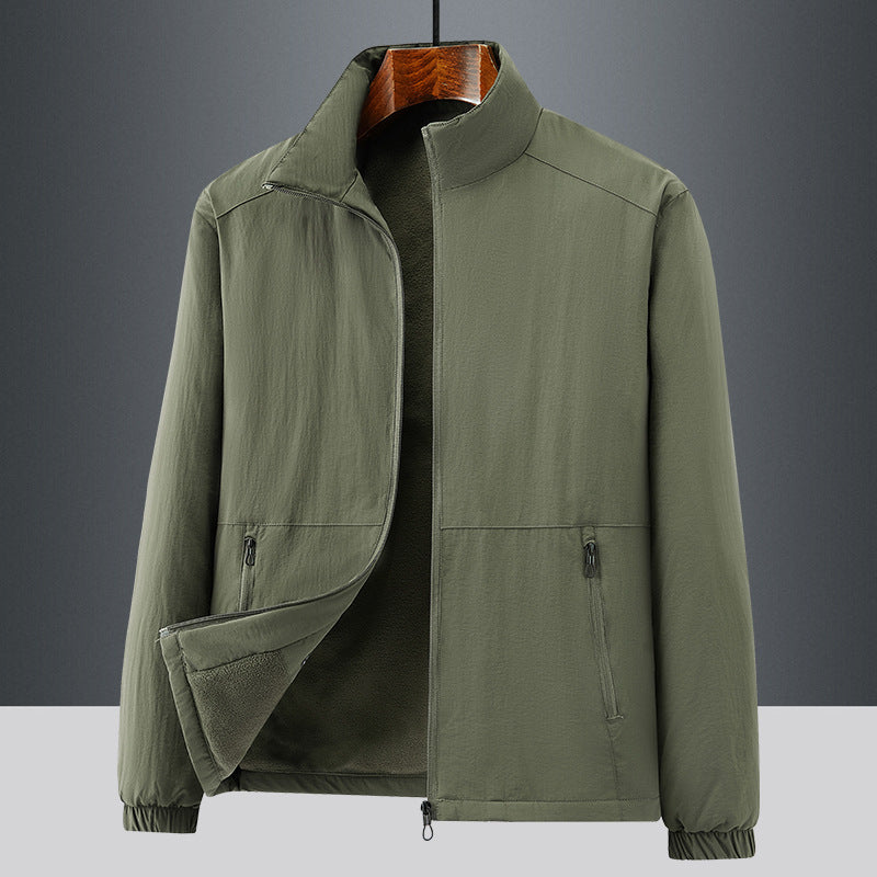 Men's lightweight transitional jacket with fleece lining and stand-up collar Fashion Glam
