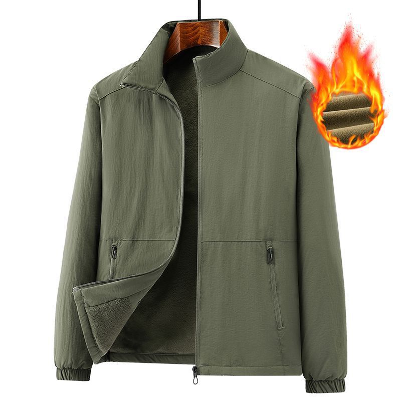 Men's lightweight windproof fleece jacket with stand-up collar and zip pockets Fashion Glam