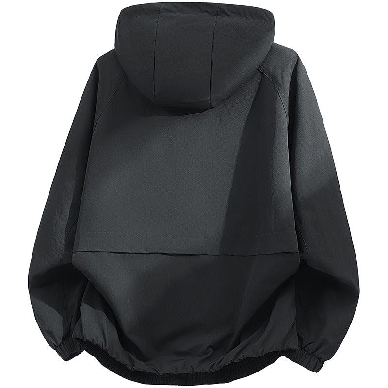 Men's Oversized Hooded Softshell Jacket with Technical Surface and Drawstring Hem Fashion Glam