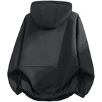 Men's Oversized Hooded Softshell Jacket with Technical Surface and Drawstring Hem Fashion Glam