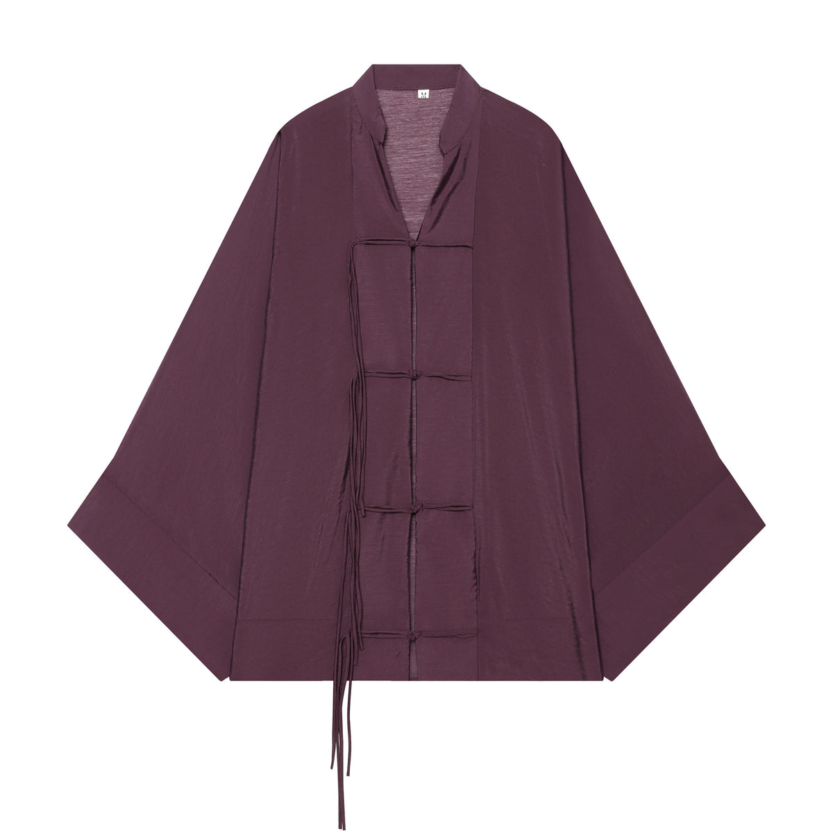 Women's Kimono-Cape Jacket with Chinese Button Closure and Long Tassels Fashion Glam
