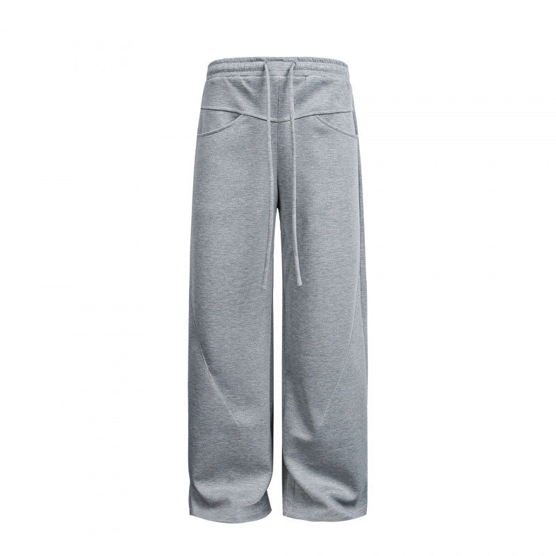 Women's Loose High-Waist Relaxed Sweat Pants with Drawstring and Decorative Seam Lines Fashion Glam