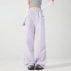 Women's Wide Technical Cargo Pants with Drawstring Waistband, Adjustable Hem, and Multifunctional Pockets Fashion Glam