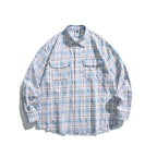 Unisex Boxy overshirt in checked linen blend with frayed hem and patch pockets Fashion Glam
