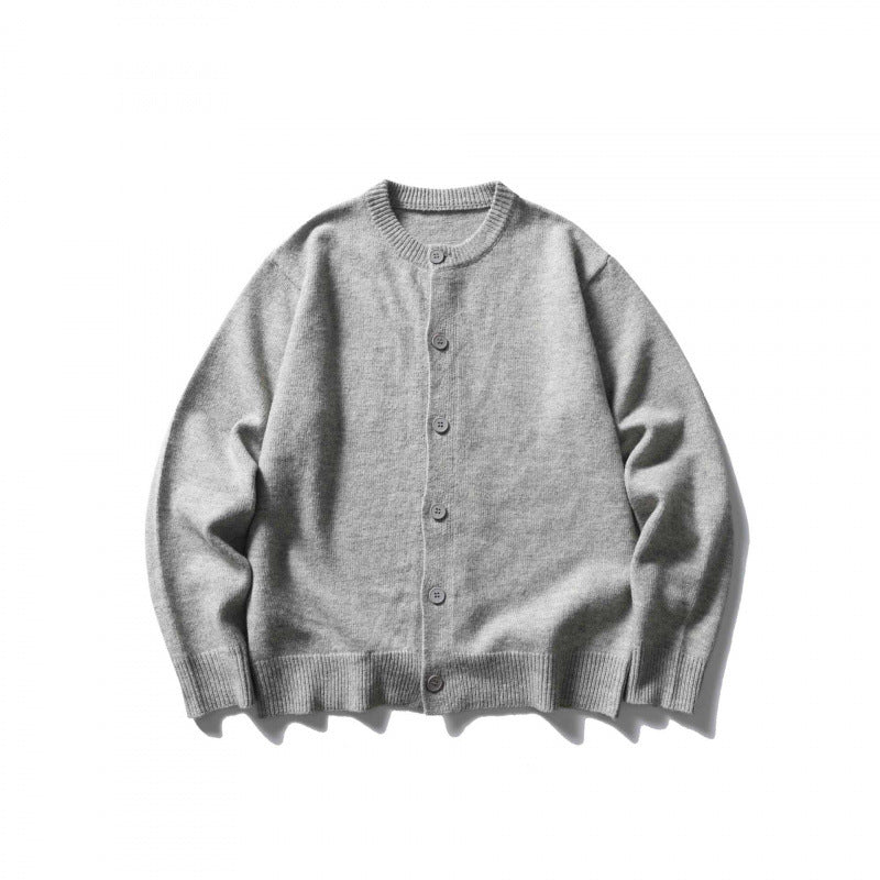 Unisex Boxy Fine Knit Cardigan with Round Neck and Ribbed Trims Fashion Glam
