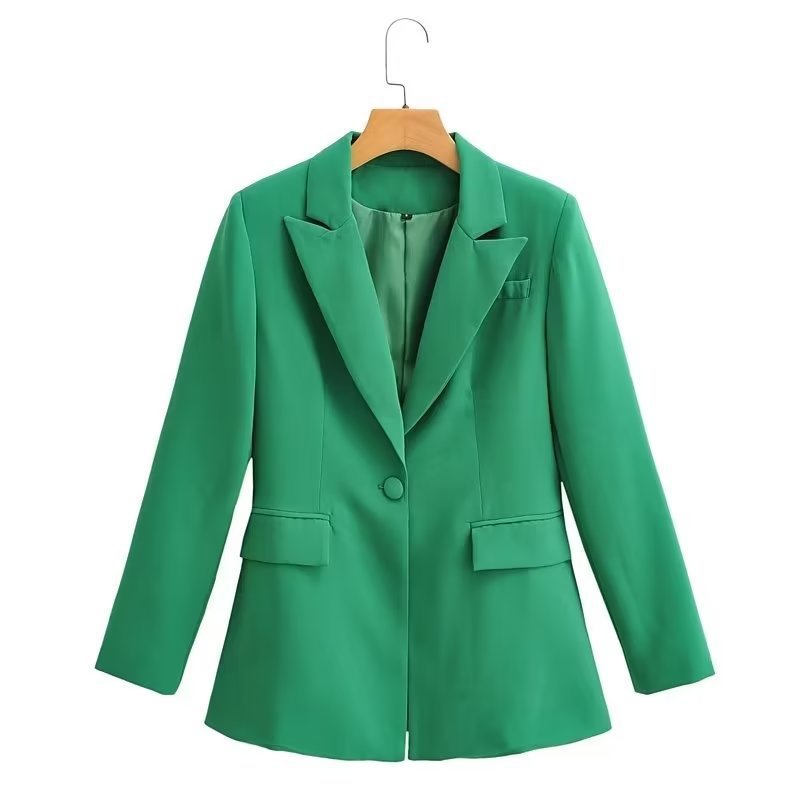 Women's Tailored Two-Piece Blazer with Contoured Waist, Prominent Lapel, and Wide Suit Trousers Fashion Glam