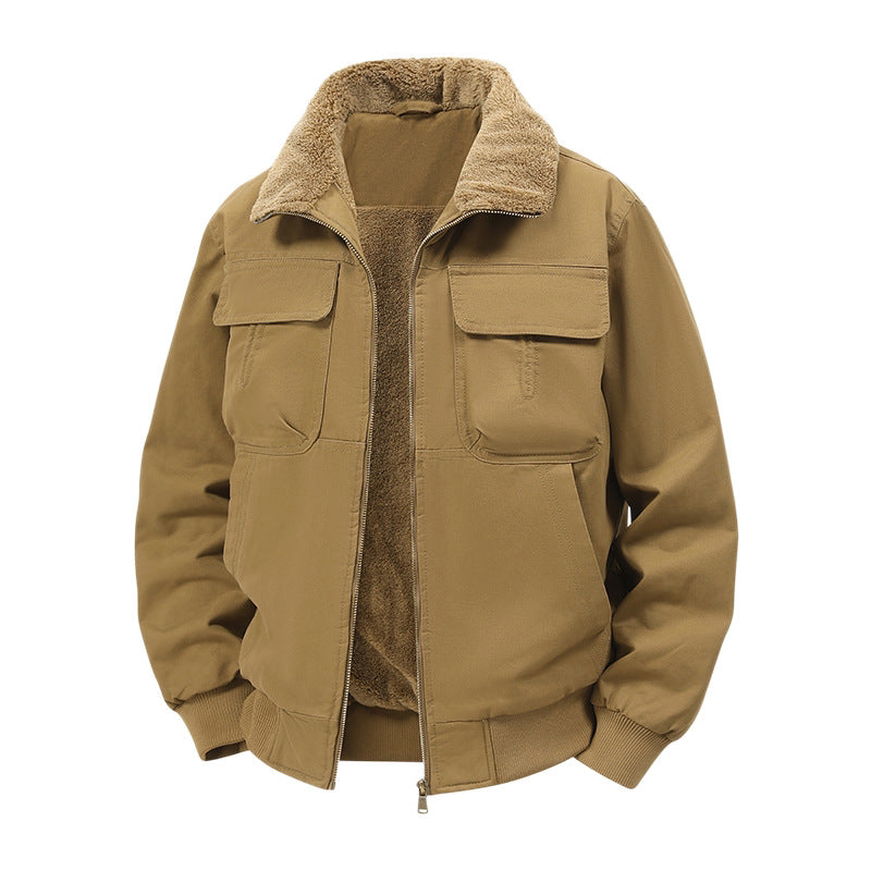 Men's thermo bomber jacket with full zip, sherpa collar, and utility pockets Fashion Glam