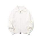 Unisex Ribbed Zip Cardigan with Stand-Up Collar, Raglan Sleeves and Two-Way Zipper Fashion Glam