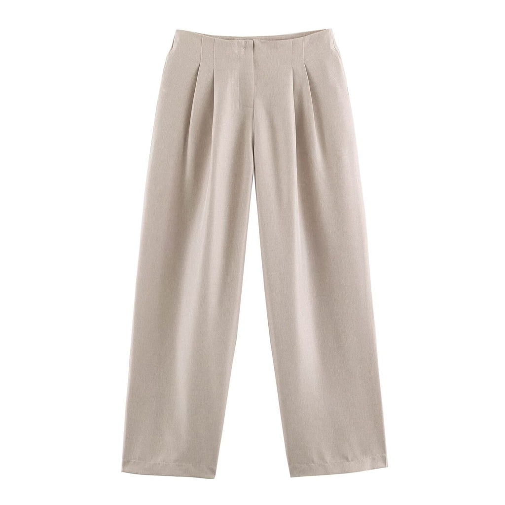 Women High-Waisted Pleated Trousers with Wide Leg Fashion Glam