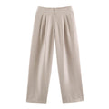 Women High-Waisted Pleated Trousers with Wide Leg Fashion Glam
