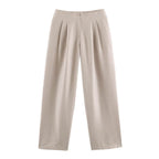 Women High-Waisted Pleated Trousers with Wide Leg Fashion Glam