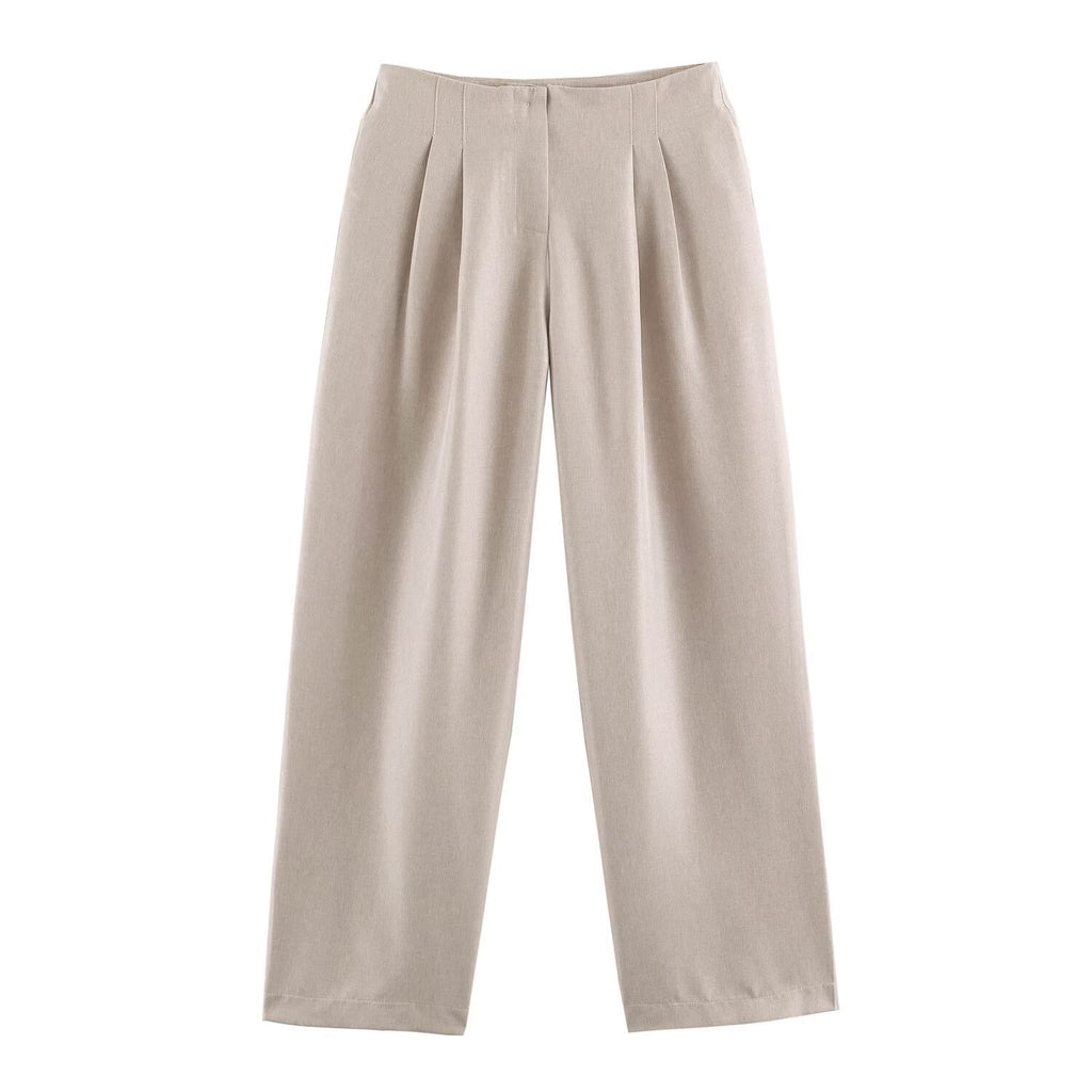 Women High-Waisted Pleated Trousers with Wide Leg Fashion Glam