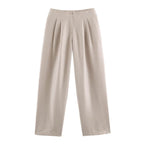 Women High-Waisted Pleated Trousers with Wide Leg Fashion Glam