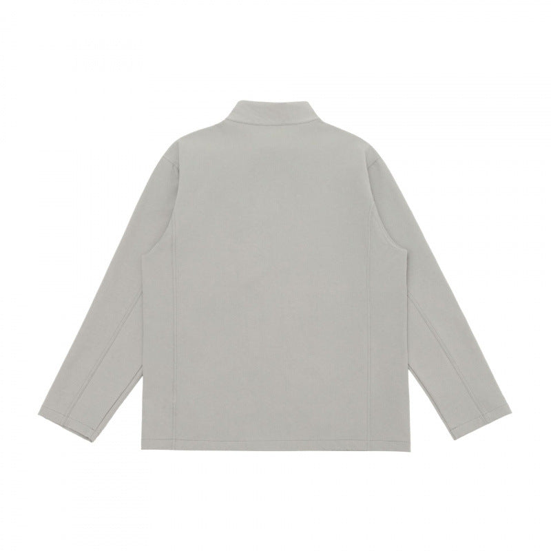 Unisex Light Tech-Fleece Zip Jacket with Stand-Up Collar, three Zip Pockets and Straight Cut Fashion Glam