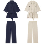 Women wide high-waisted fabric trousers with crease and straight leg Fashion Glam
