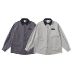 Men's Oversized Shirt Jacket with Cord Collar, Chest Pocket and Stud Detail Fashion Glam