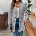 Women Tailored Long Blazer with Textured Quilted Look Fashion Glam