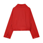 Women's Cropped Trench Coat with Drawstring, Knot Belt and Distinctive Stand Collar Fashion Glam