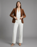 Ladies Cord Blazer with Lapel Collar