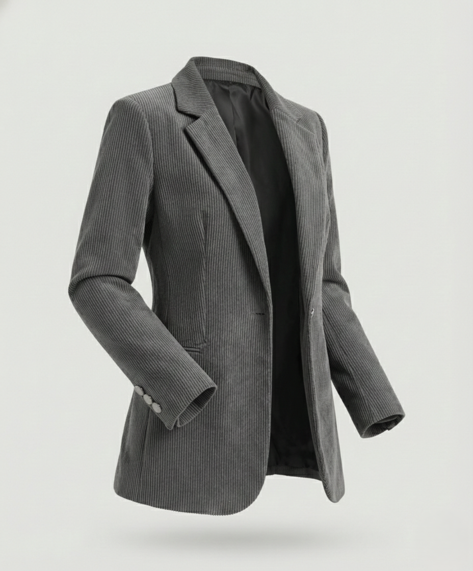 Ladies Cord Blazer with Lapel Collar