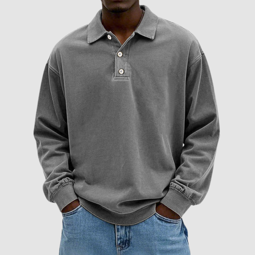 Maxime™ Vintage Long Sleeve Polo Shirt