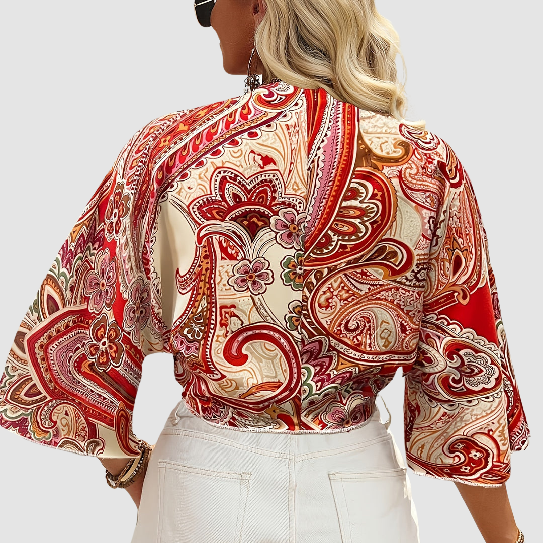 Amelia™ Elegant Boho Crop Blouse
