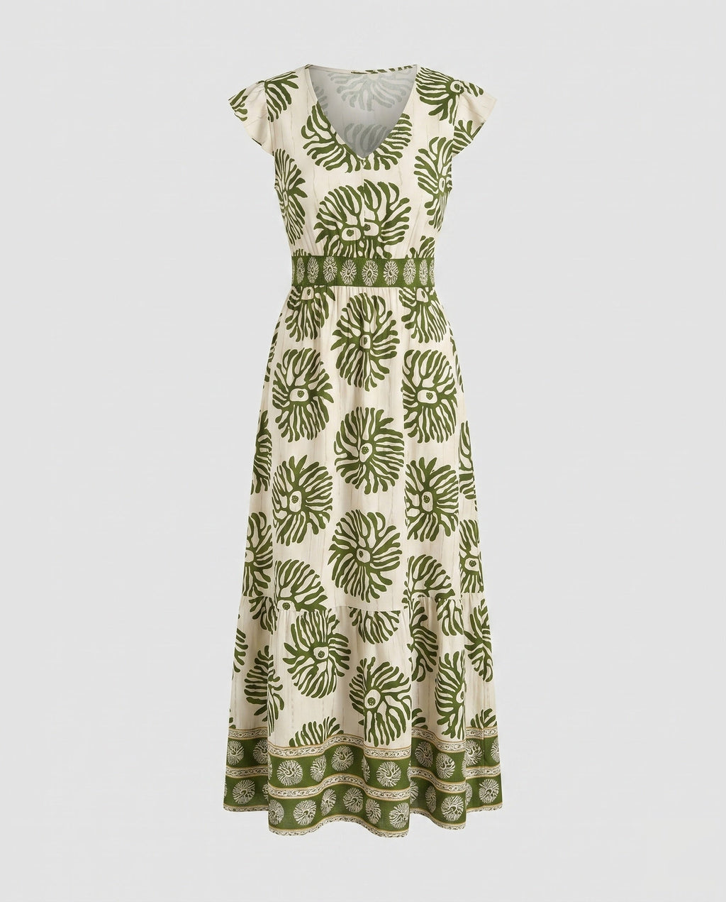 Women's maxi dress with floral pattern and split skirt