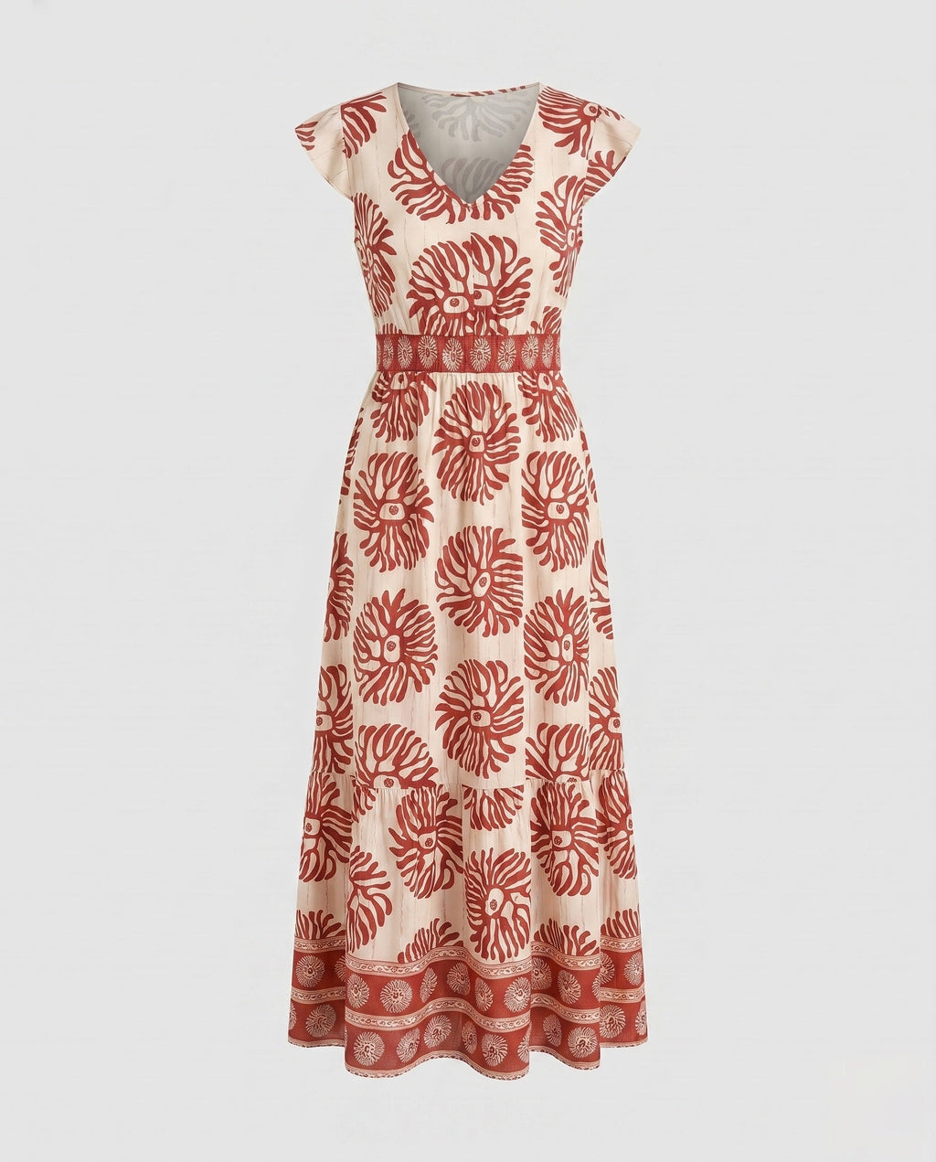 Women's maxi dress with floral pattern and split skirt