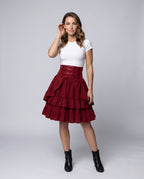 Women Sweet Ruffled Dress with Apron Design and Lacing Details Fashion Glam