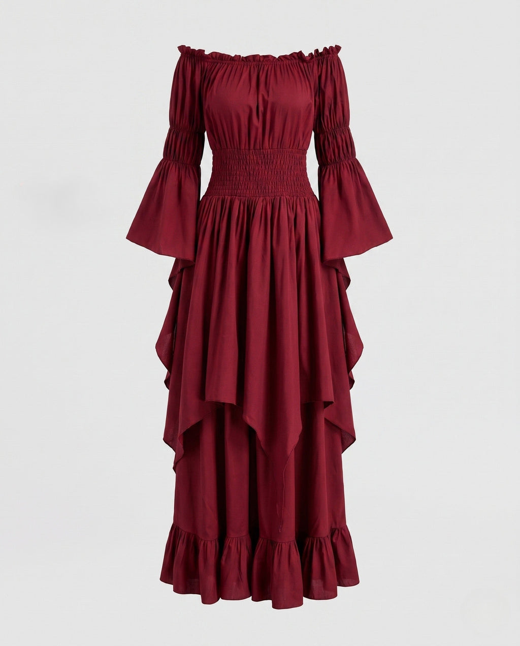 Women’s maxi dress with voluminous ruffles and elegant peplum Fashion Glam