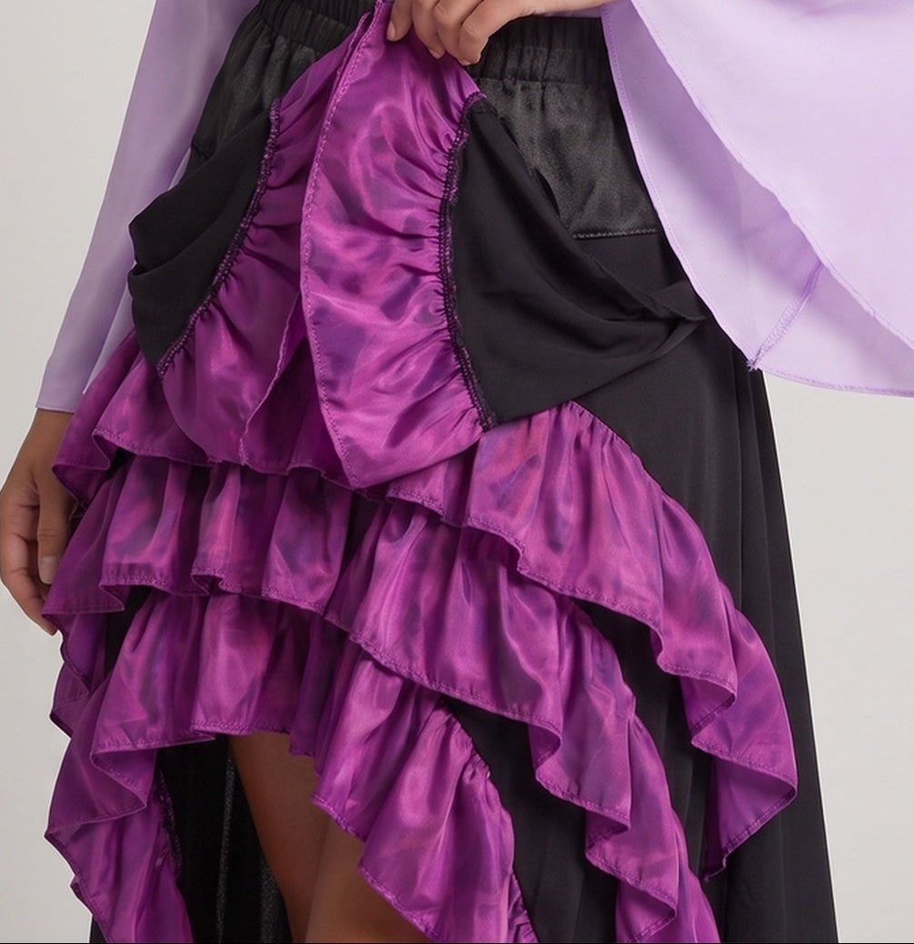 Women Historical Ruffle Dress with Elegant Corsage and Flared Skirt Fashion Glam