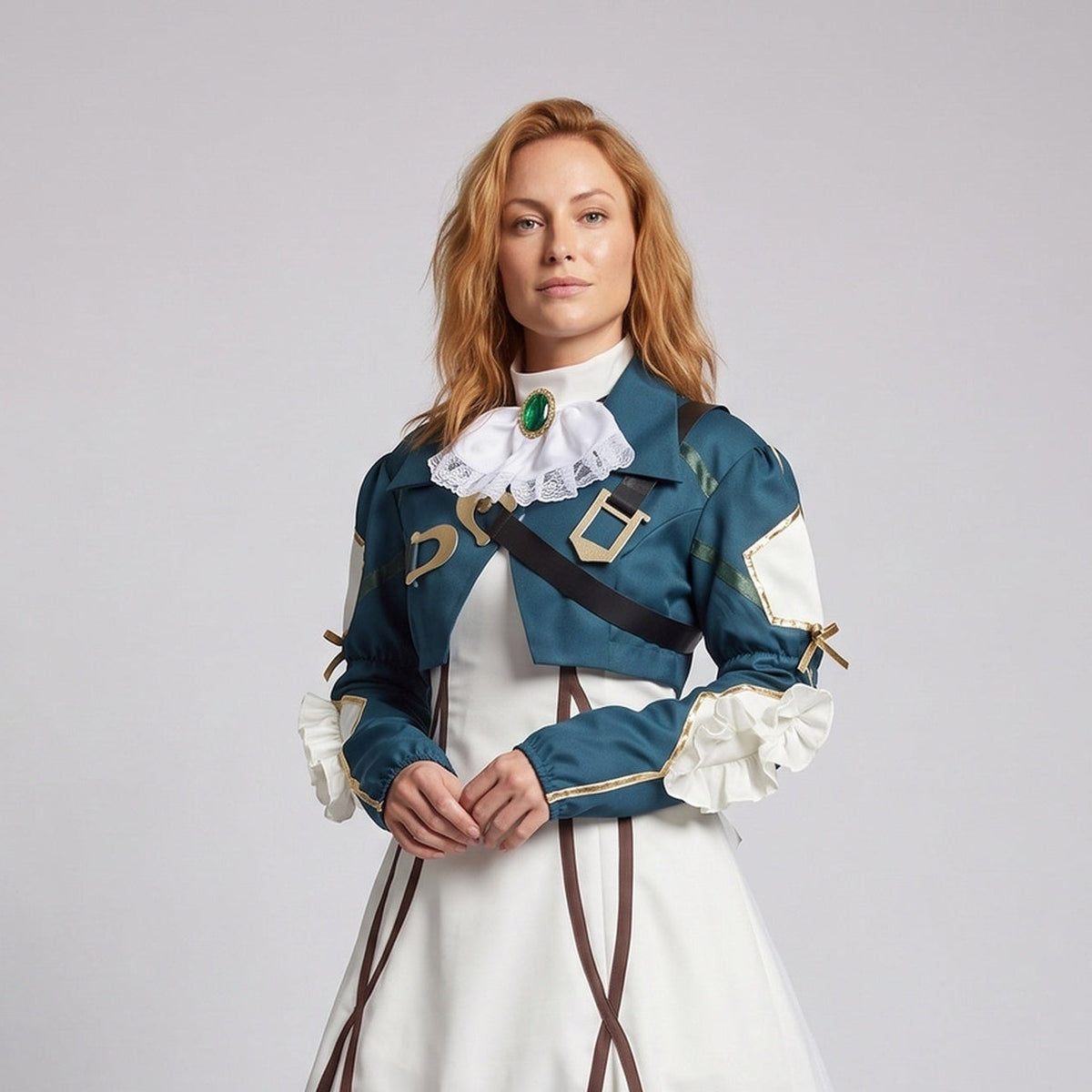 Women's Festive Cosplay Dress with Ruffles and Detailed Blouse Fashion Glam