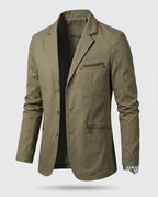 Men's Lightweight Cotton Blazer in Casual Style with Zip Chest Pocket and Slim Silhouette