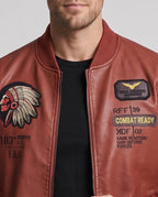 Herren Kunstleder-Fliegerjacke mit Badge‑Applikationen & Teddyfutter Fashion Glam