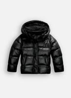Fashion Glam | Women's Shiny Puffer Jacket with Hood and Padding