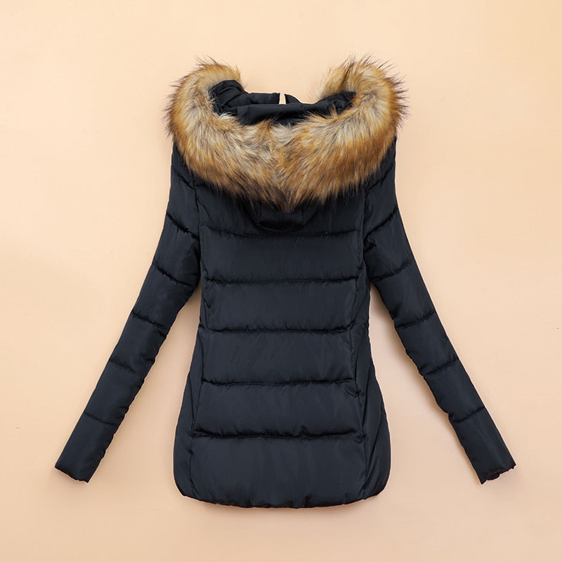 Fashion Glam | Winter jacket with faux fur collar for women
