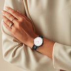 Fashion Glam | Round Timeless Minimalistic Watch With Leather Strap For Women