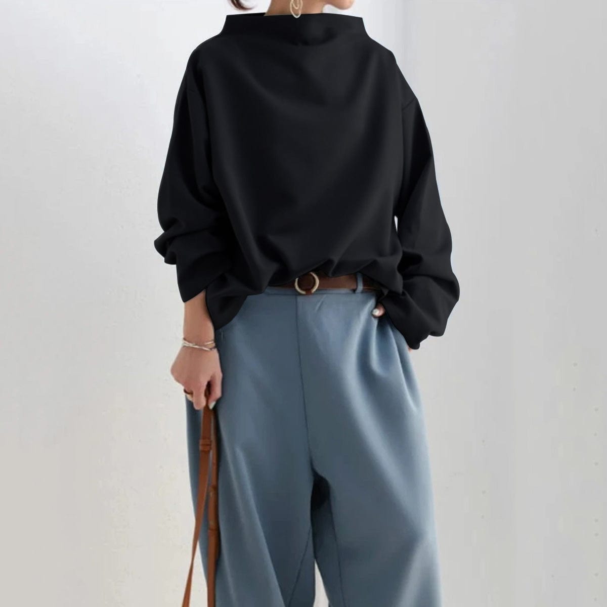 Fashion Glam | Elegant Loose-Fit Turtleneck Blouse