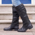 Fashion Glam | Outdoor boots with high shaft and buckles - leather rain boots for women