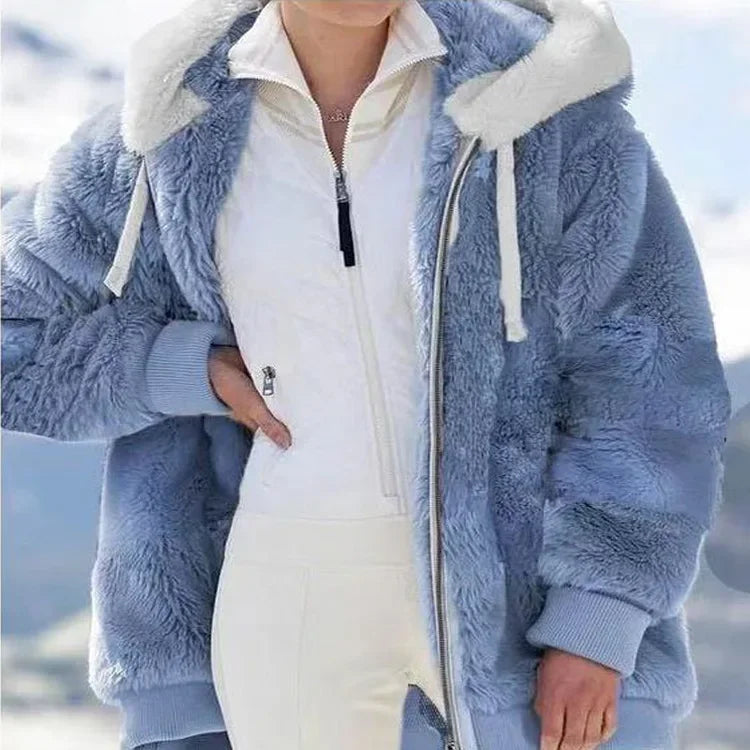 PlaidFusion™ - Women's Hooded Cashmere Coat