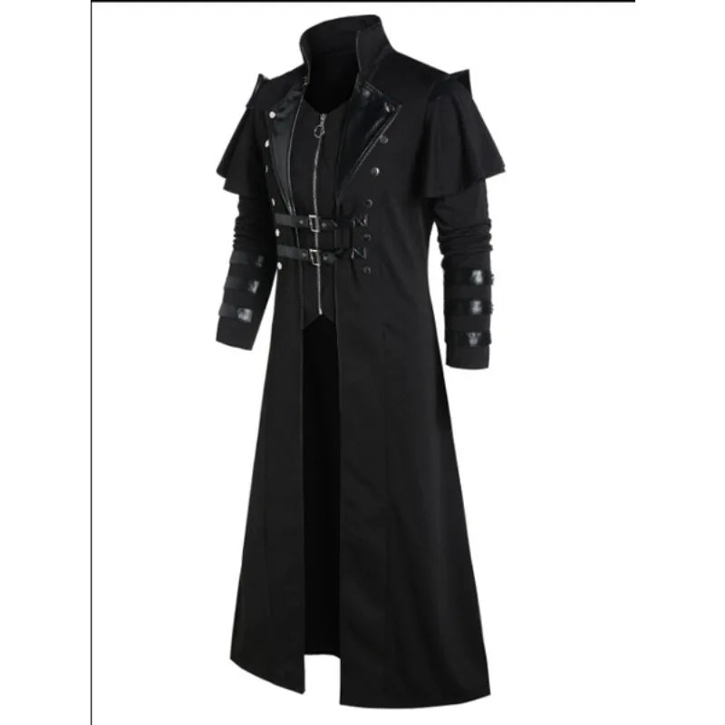 Fashion Glam | Men's Medieval Long Coat Armor in Gothic Style