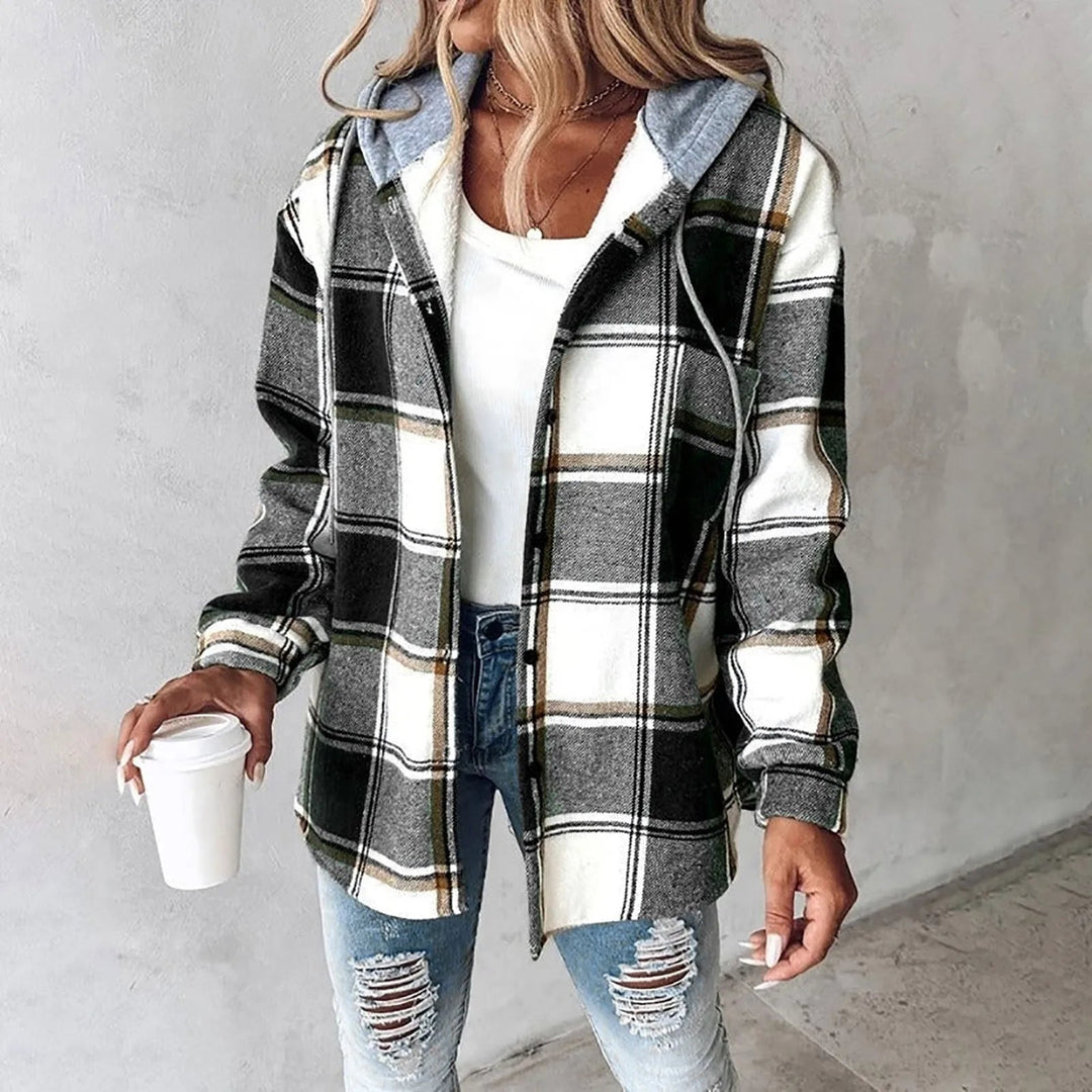 SERAPHINA – COZY PLAID HOODED SHACKET