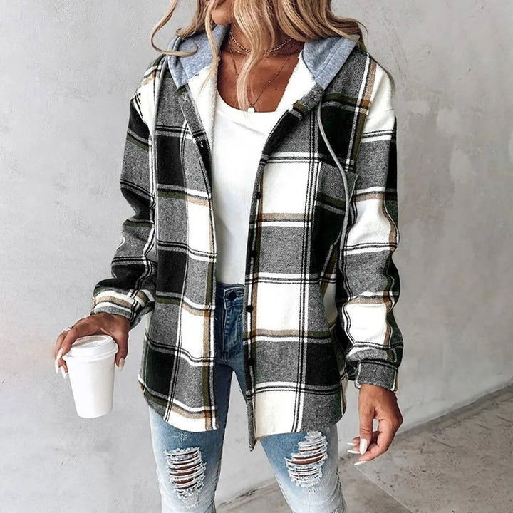 SERAPHINA – COZY PLAID HOODED SHACKET